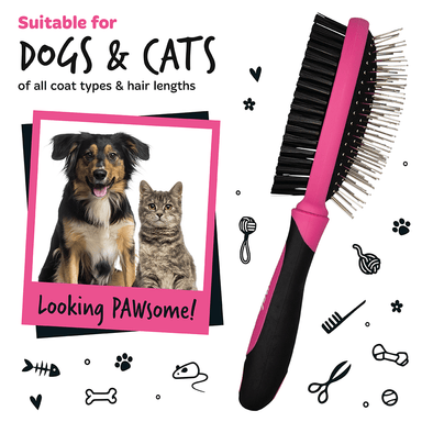 Bugalugs 2 in 1 brush for cats and dogs all coat types and lengths