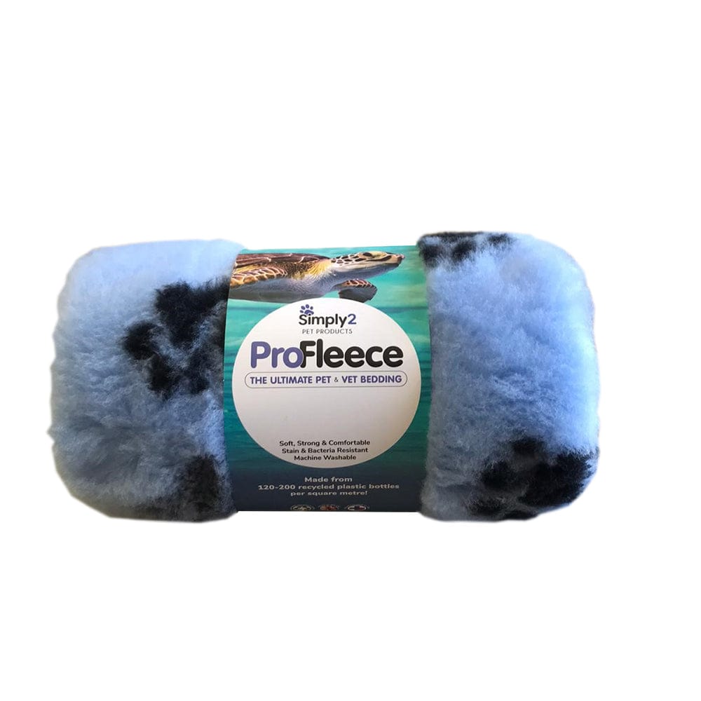 Profleece Vetbed pet bedding light blue with black paw print in eco friendly sleeve