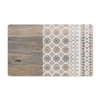 brown wood effect with cream Moroccan patterns placemat