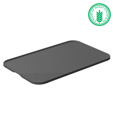 wheat straw blend pp pet feeding tray black with a small lip around the outside