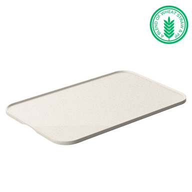 wheat straw blend pp pet feeding tray cream with a small lip around the outside