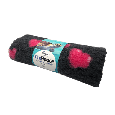 Profleece Vetbed Pet Bedding charcoal with cerise hearts in an eco sleeve