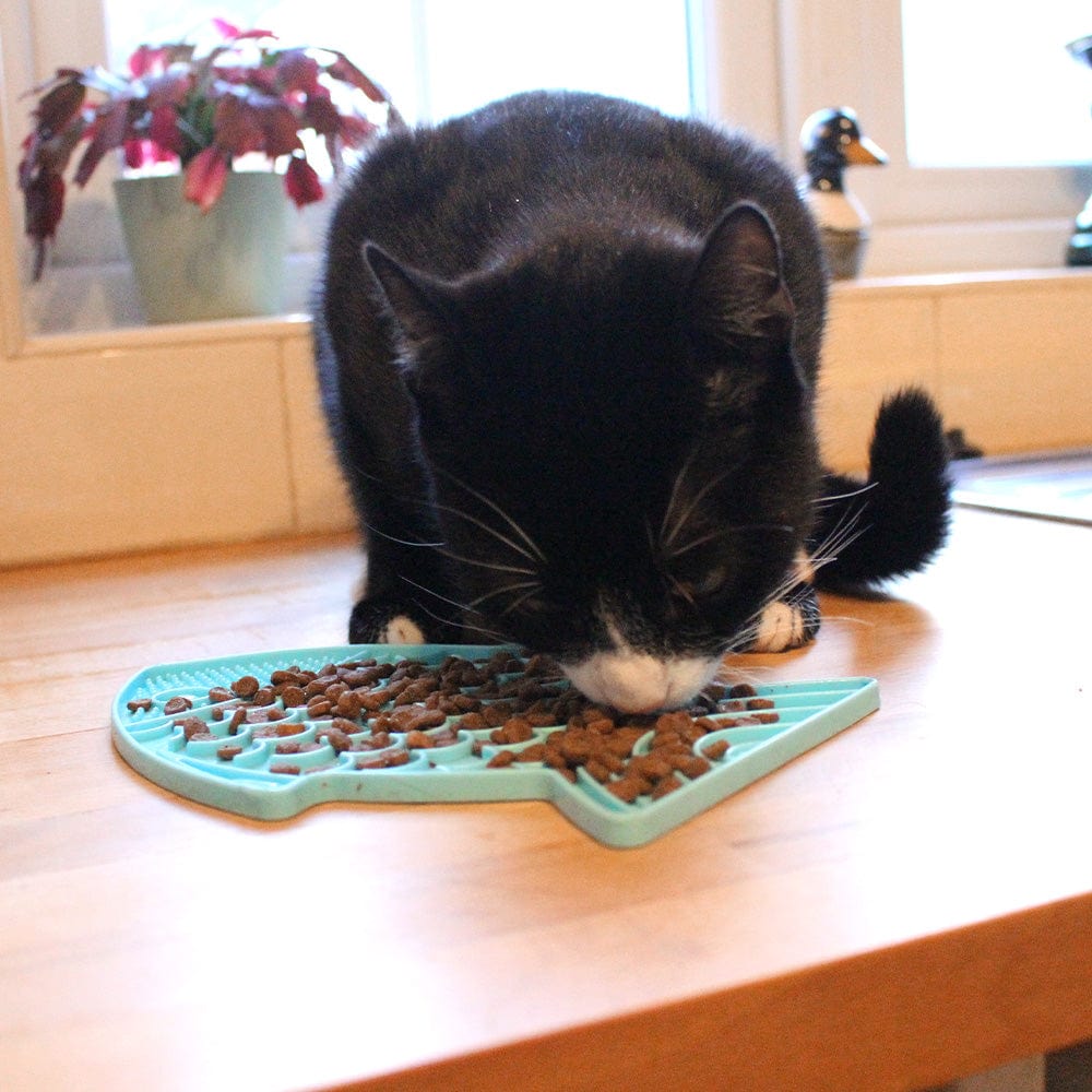 LickiMat Soother Cat Slow Feeder Mat, Turquoise